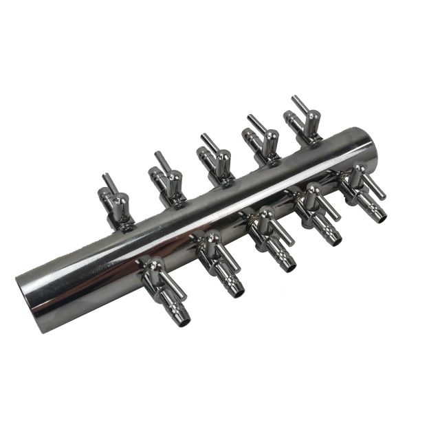 Verdeelkraan verchroomd 10-voudig